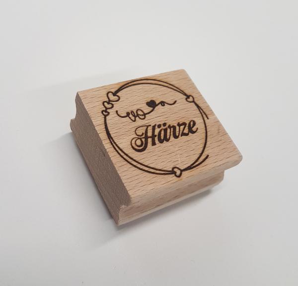 Holzstempel vo Härze mit Rahmen (klein)